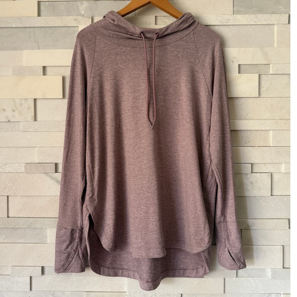 ATHLETA Uptempo Long Sleeve w/ Thumbholes Curved Hem Hoodie Sweatshirt MAUVE L